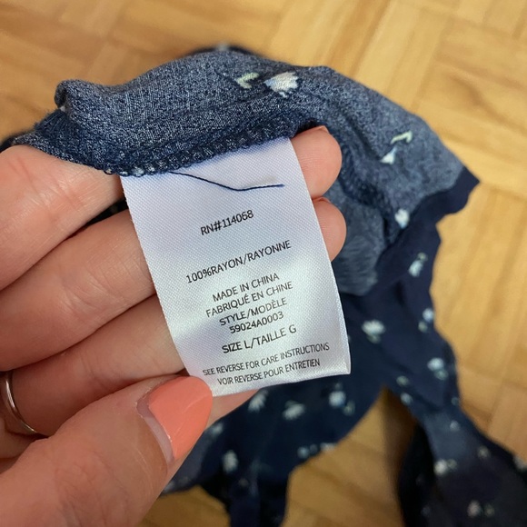 Navy Blue Daisy Tie Blouse - Picture 3 of 6